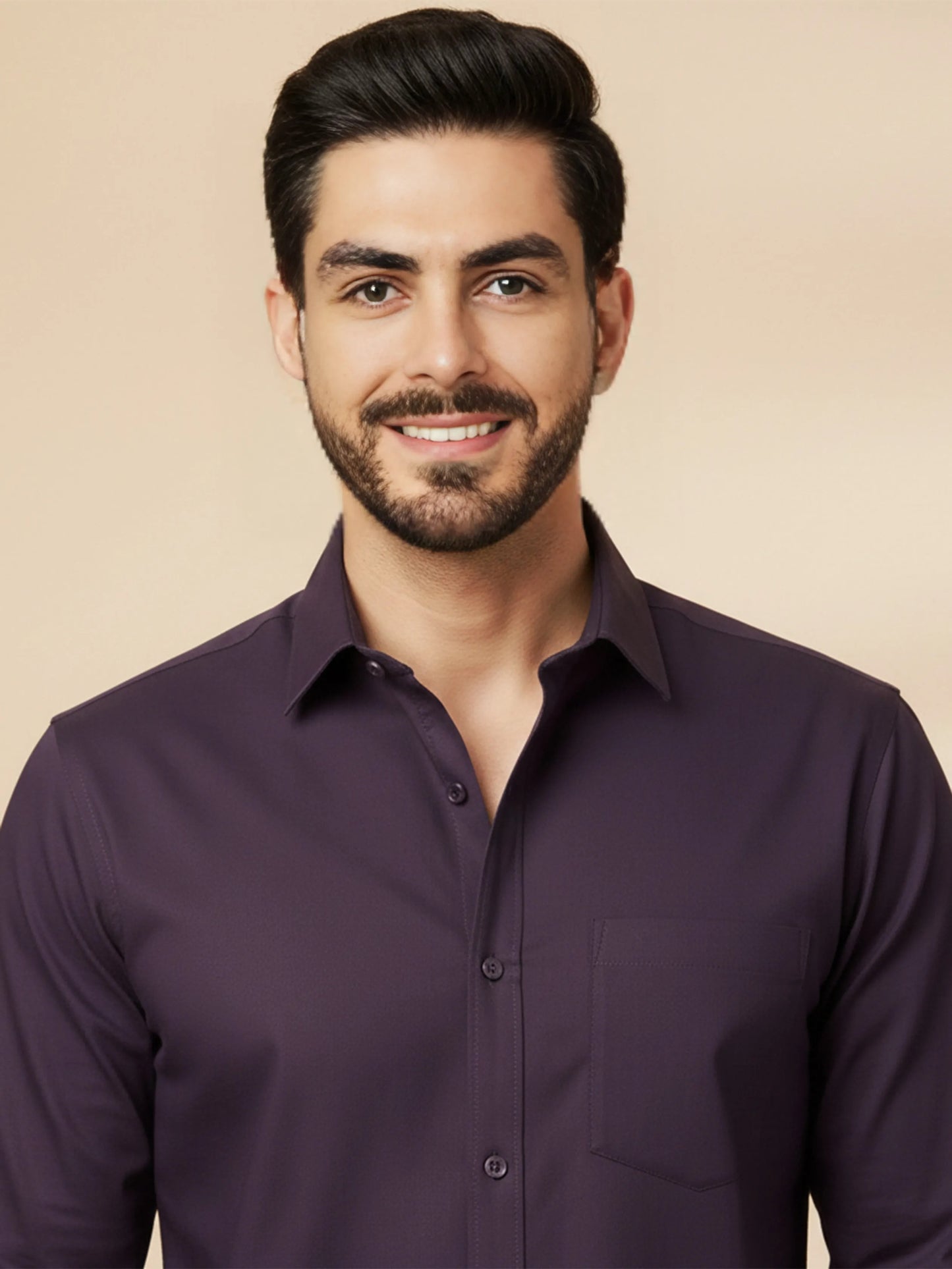 Purple Cotton Blend Solid Casual Shirt