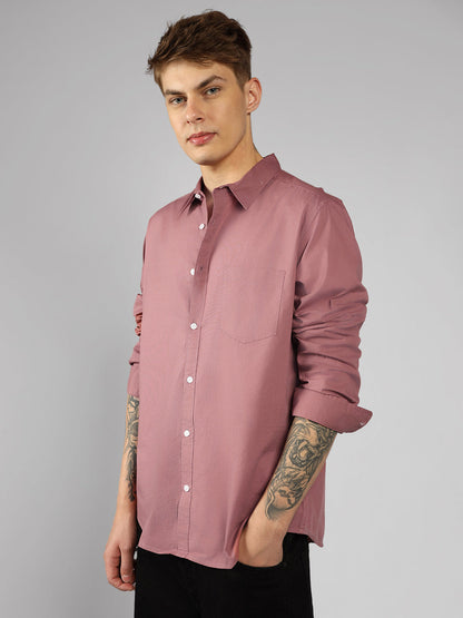 Men's Solid Dusty Pink Casual Shirt