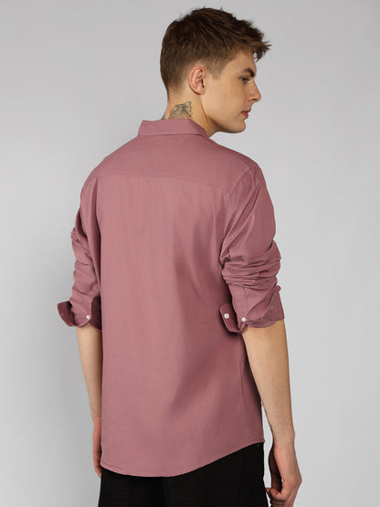 Men's Solid Dusty Pink Casual Shirt