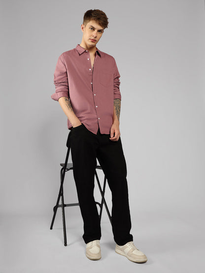 Men's Solid Dusty Pink Casual Shirt