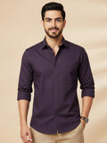 Purple Cotton Blend Solid Casual Shirt
