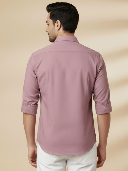 Dusty Pink Cotton Blend Solid Casual Shirt